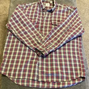 Vintage GAP Men’s XXL Plaid Flannel Green Red and Cream